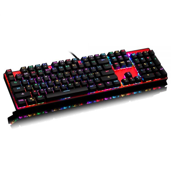 CK104 Wired mechnical keyboard RGB black color with Red switch