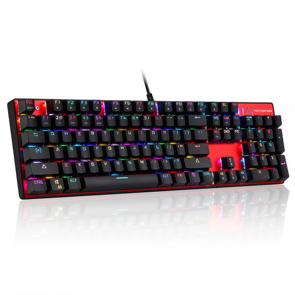 CK104 Wired mechnical keyboard RGB black color with Red switch