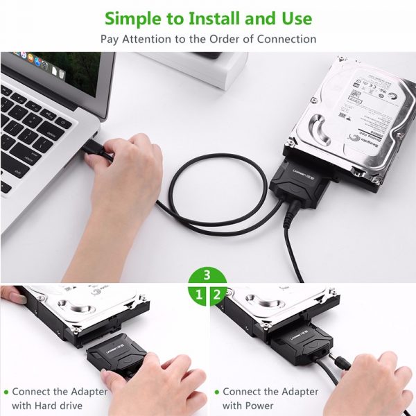 UGREEN USB 2.0 to SATA Hard Driver converter cable with 12V 2A power adapter  50CM