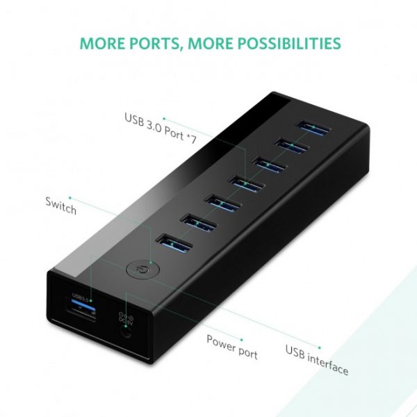 7 Port USB 3.0 HUB （5V Power Supply） CH Black