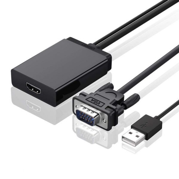 VGA  USB audio to HDMI Converter Black