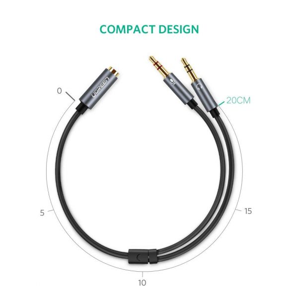 3.5mm Female to 2 male audio cable Black
