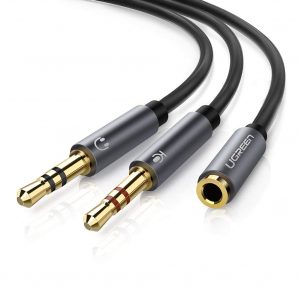 3.5mm Female to 2 male audio cable Black