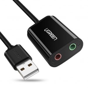 USB 2.0 External 3.5mm Sound Card Adapter Black 15CM
