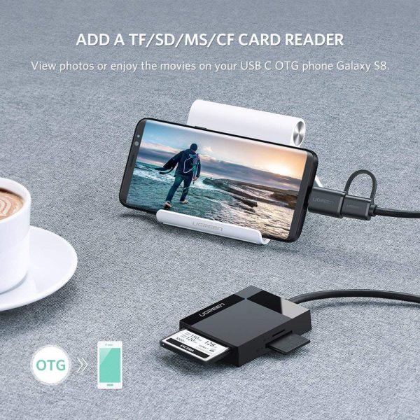  UGREEN USB3.0 Multifuncation Card Reader with Type-C male Black 50CM