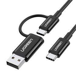 Ugreen Type C Male to Type C Male+USB A Male data cable Black 1M