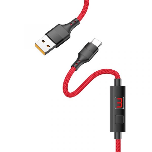 S13 Central Control Timing Charging Data Cable Lightning Red